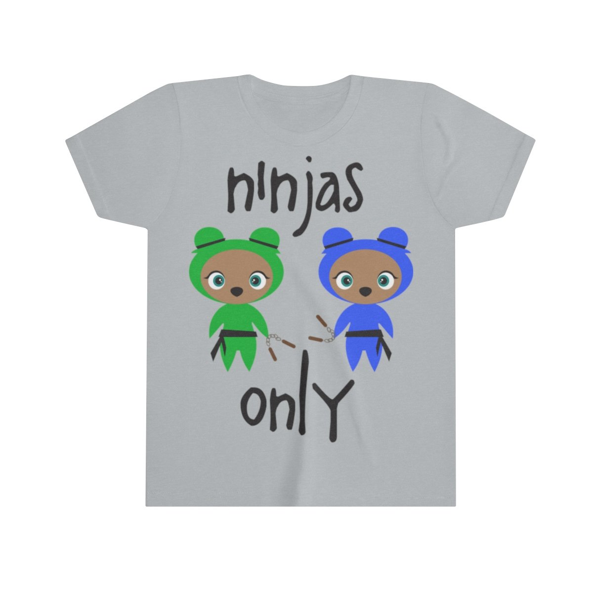 A vibrant Ninjas Only Kids Tee made from soft cotton, featuring a fun ninja design perfect for children.