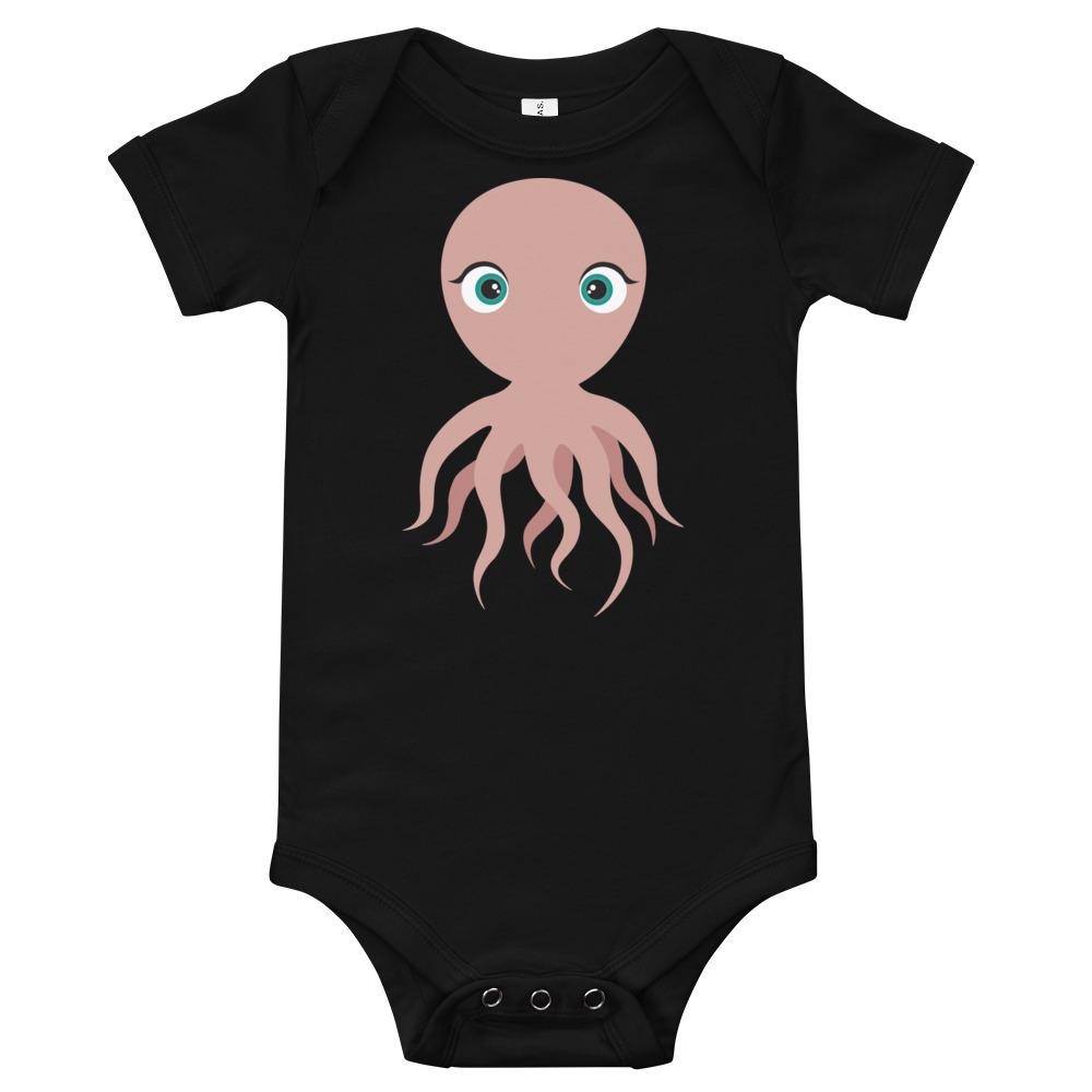 A soft cotton Octopus Kritter Onesie in vibrant colors, featuring an envelope neckline and snap leg closure, perfect for infants.