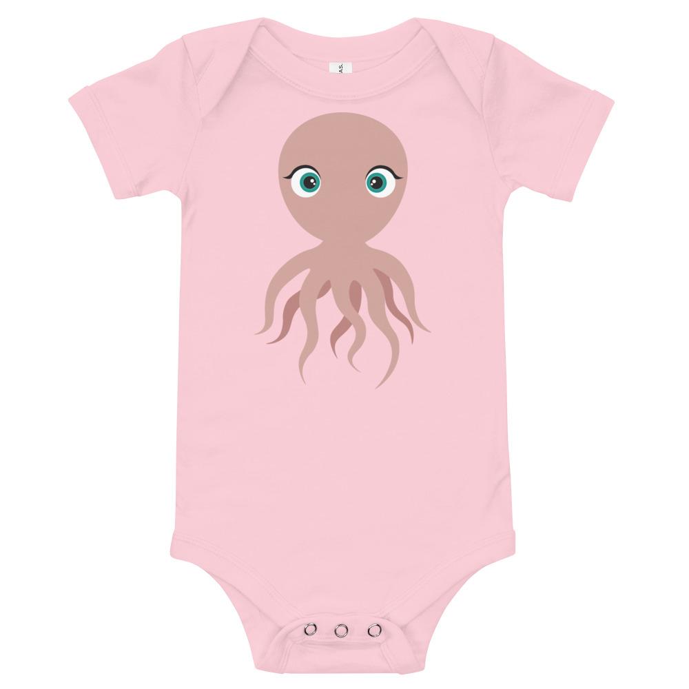 A soft cotton Octopus Kritter Onesie in vibrant colors, featuring an envelope neckline and snap leg closure, perfect for infants.