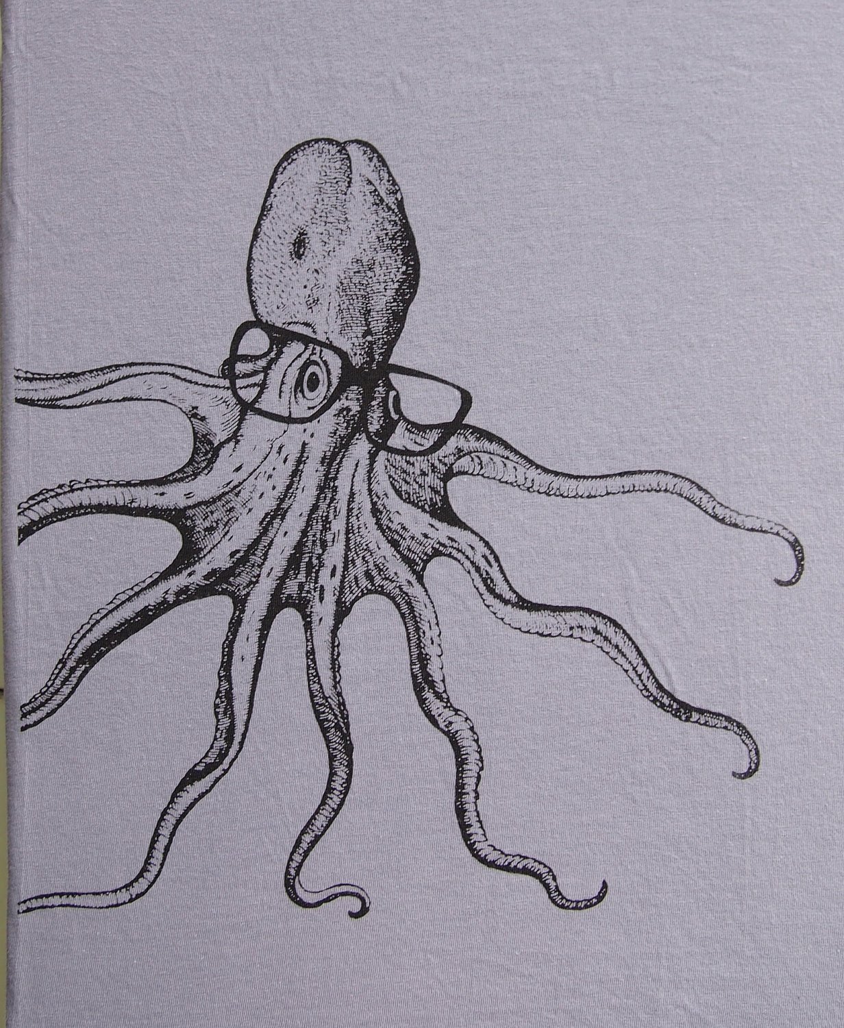 Illustrated octopus with glasses.