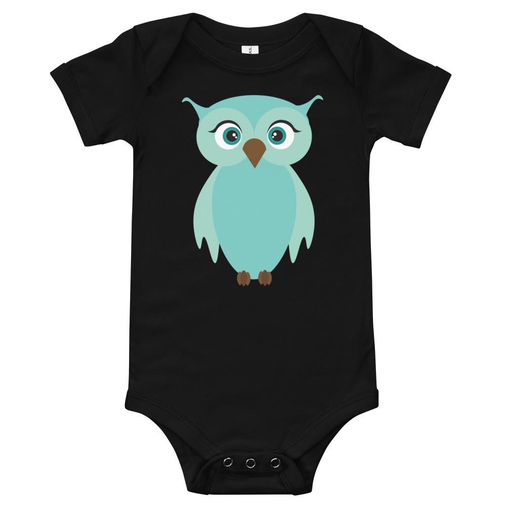 Owl Kritter Onesie made of soft cotton, featuring an envelope neckline and snap leg closure, perfect for babies.