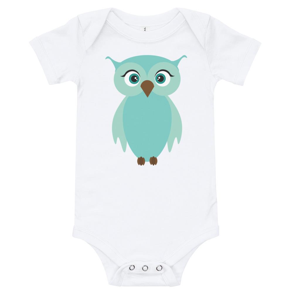 Owl Kritter Onesie made of soft cotton, featuring an envelope neckline and snap leg closure, perfect for babies.