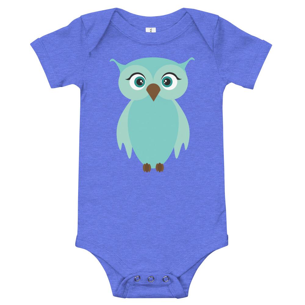 Owl Kritter Onesie made of soft cotton, featuring an envelope neckline and snap leg closure, perfect for babies.