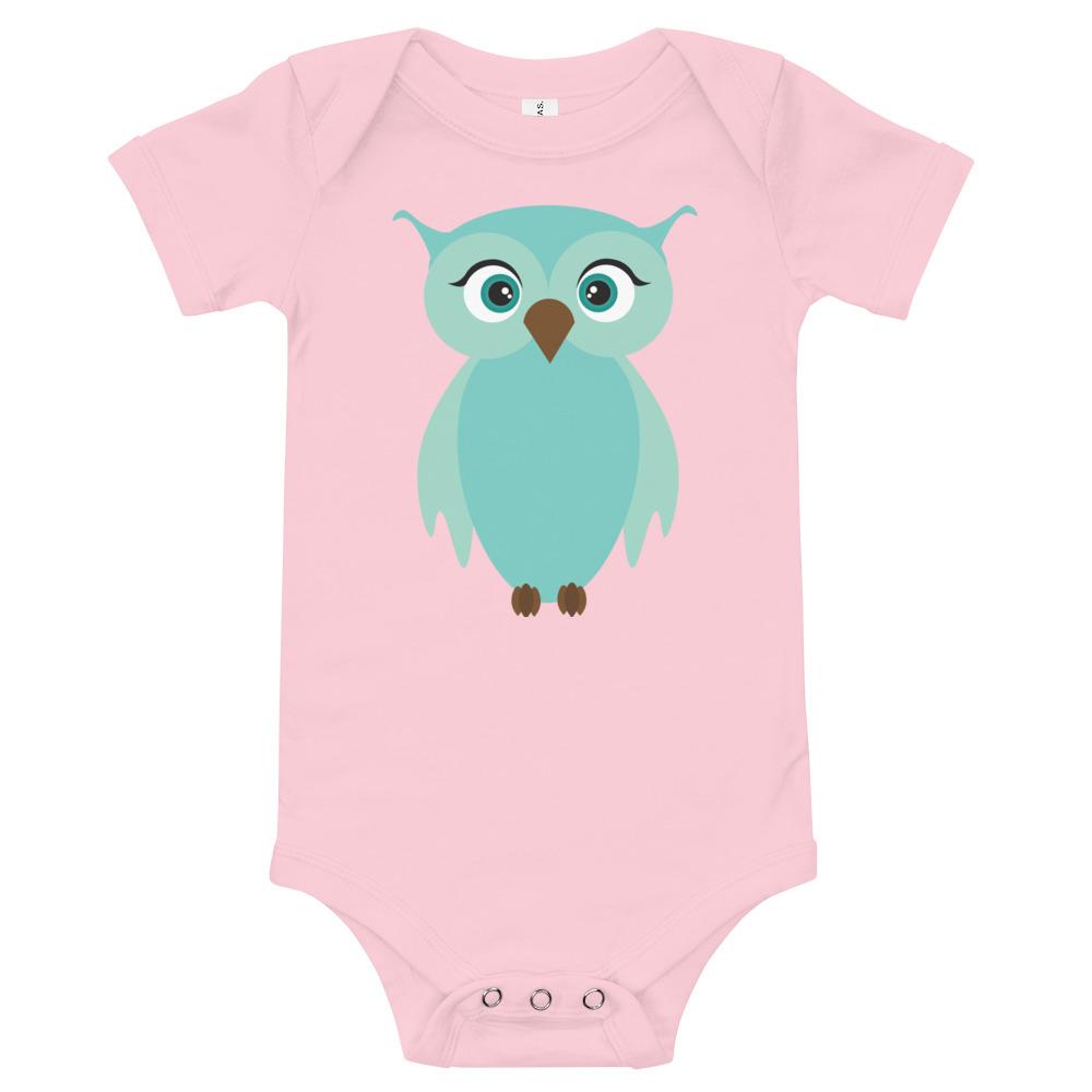 Owl Kritter Onesie made of soft cotton, featuring an envelope neckline and snap leg closure, perfect for babies.