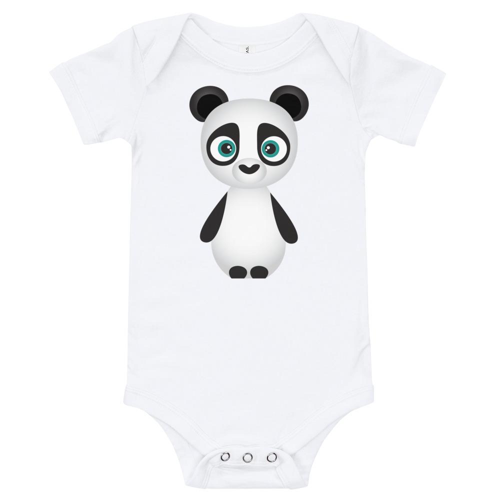 Adorable Panda Kritter Onesie made from soft cotton, featuring an envelope neckline and snap leg closure.