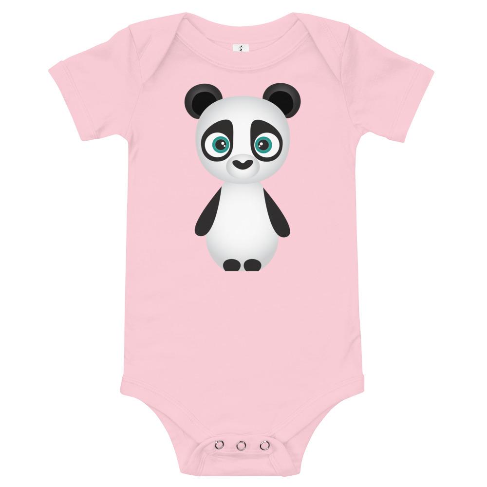 Adorable Panda Kritter Onesie made from soft cotton, featuring an envelope neckline and snap leg closure.