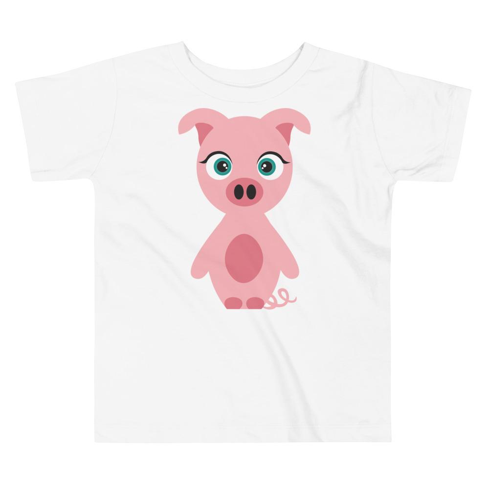 A cute Pig Kritter Toddler T-shirt made from 100% cotton, featuring a playful pig design, perfect for young children.