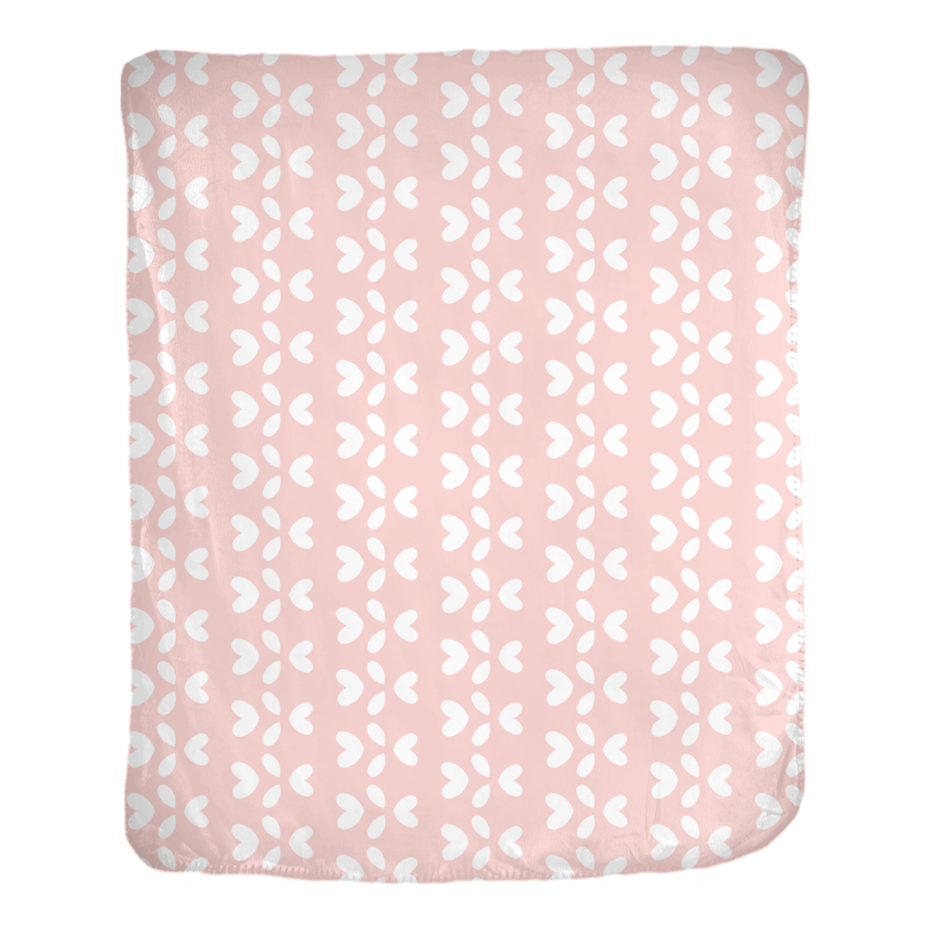 A soft and cozy Pink Blooming Hearts Minky Blanket featuring a charming heart design, perfect for babies and toddlers.