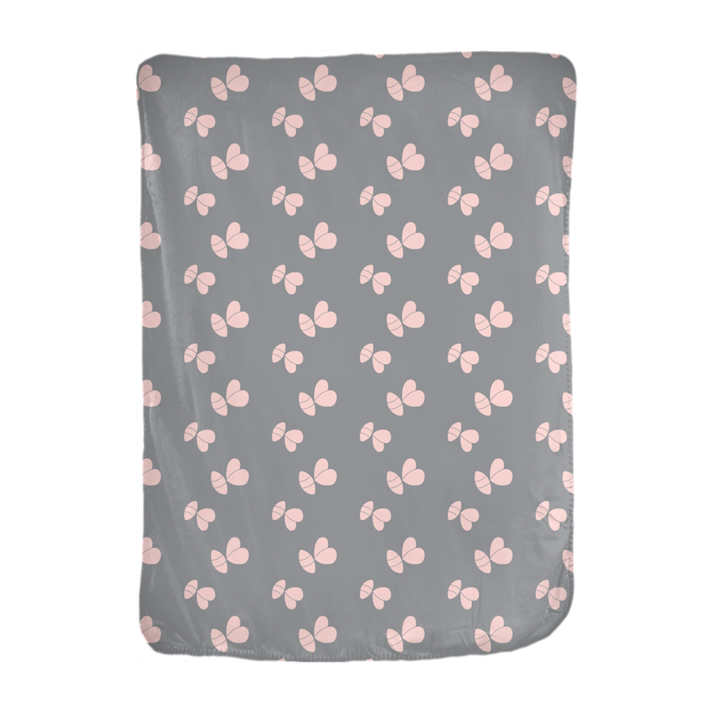 Pink Gray Bee Flight Minky Blanket featuring a soft velveteen texture and playful bee design, perfect for babies and toddlers.