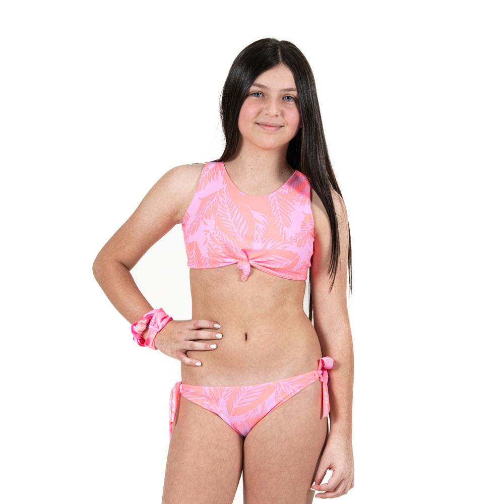 Pinkurple Kids Bikini Swimwear featuring vibrant prints and adjustable bottom for comfort and UV protection.