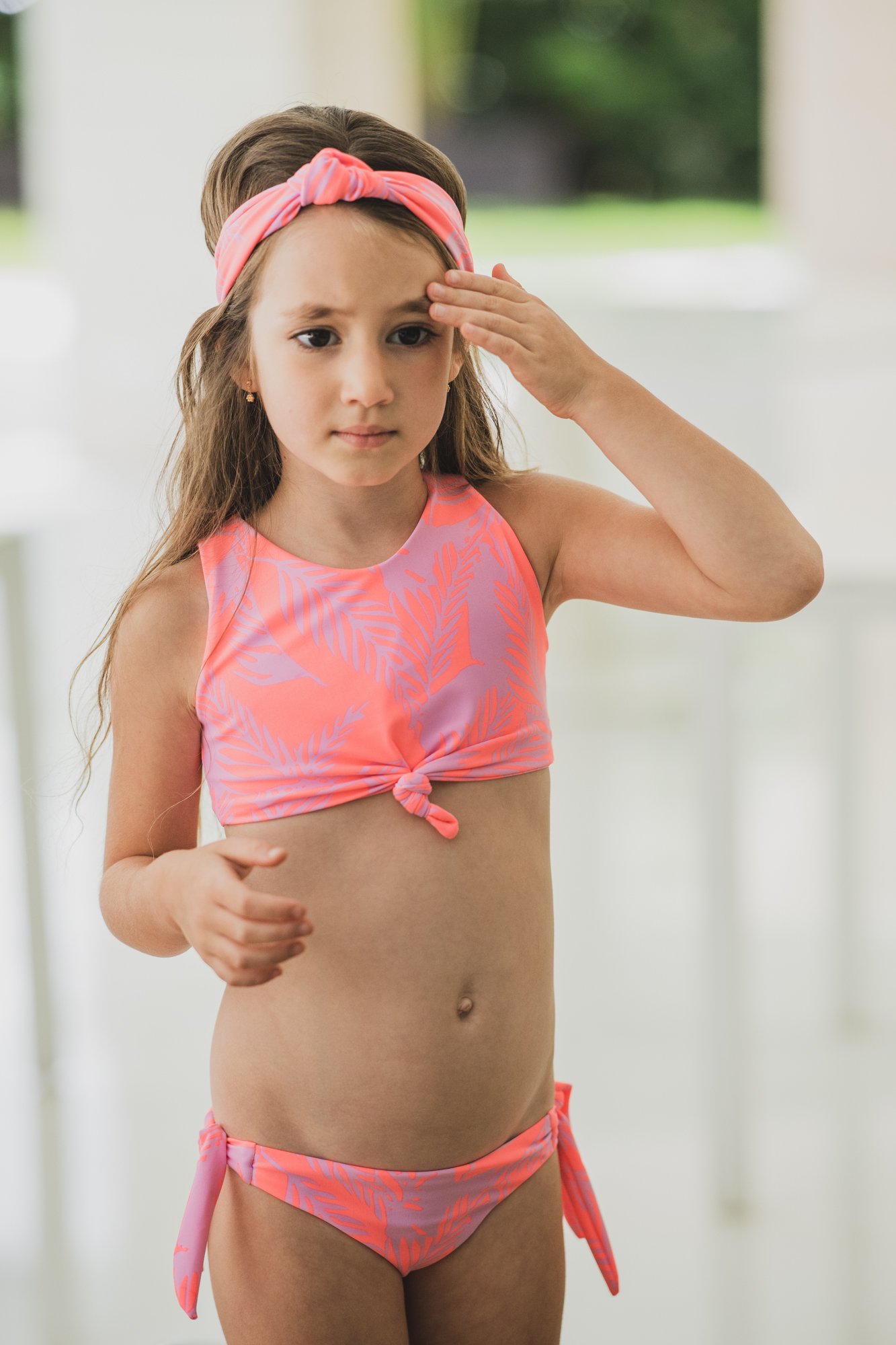 Pinkurple Kids Bikini Swimwear featuring vibrant prints and adjustable bottom for comfort and UV protection.