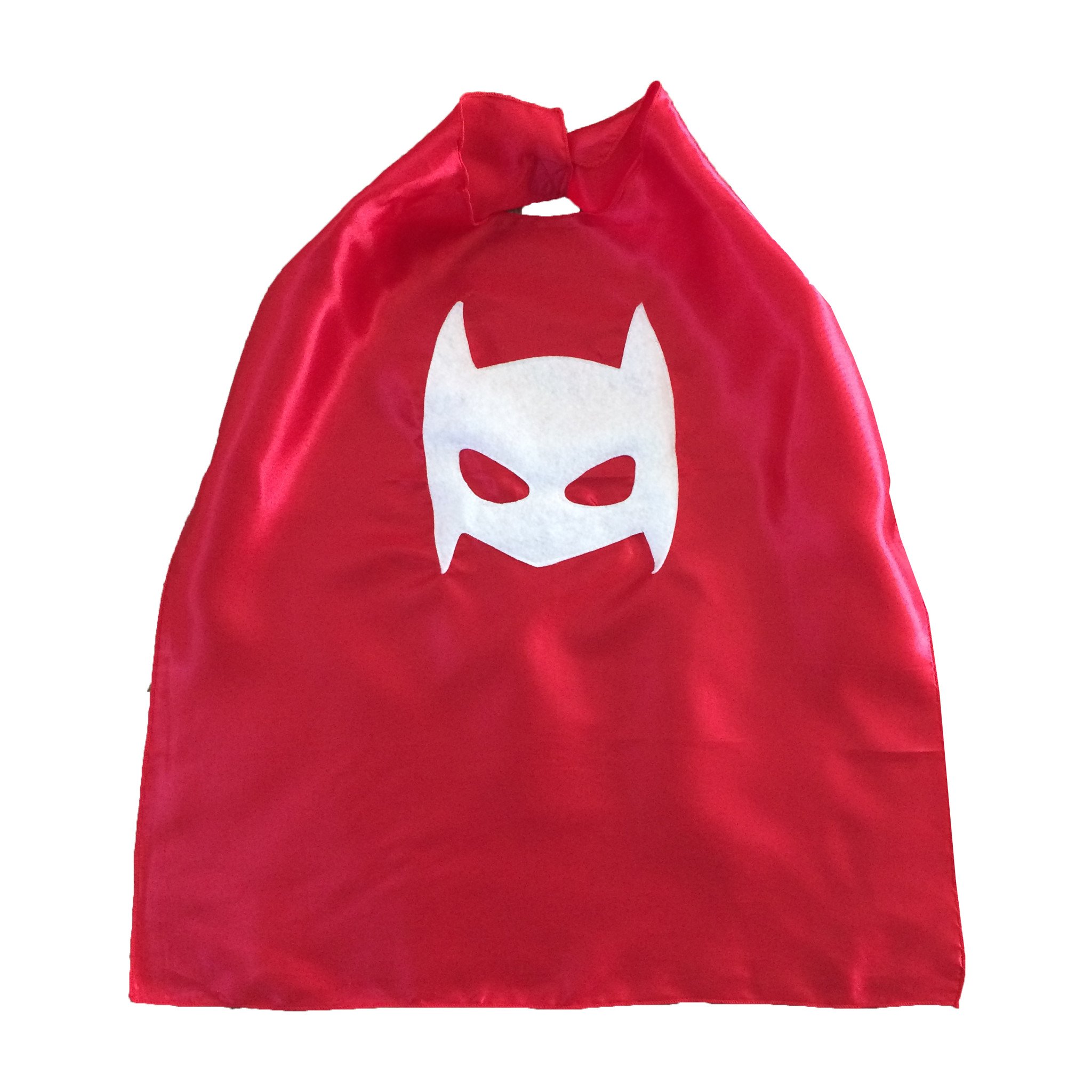 A vibrant red superhero tee with a matching cape, featuring felt appliqués, perfect for imaginative play and adventures for kids.