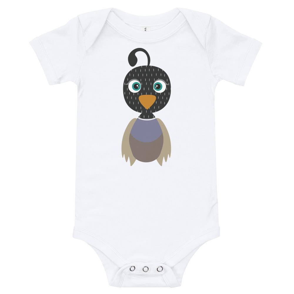 Quail Kritter Onesie made from soft cotton, featuring an envelope neckline and snap leg closure, perfect for infants.