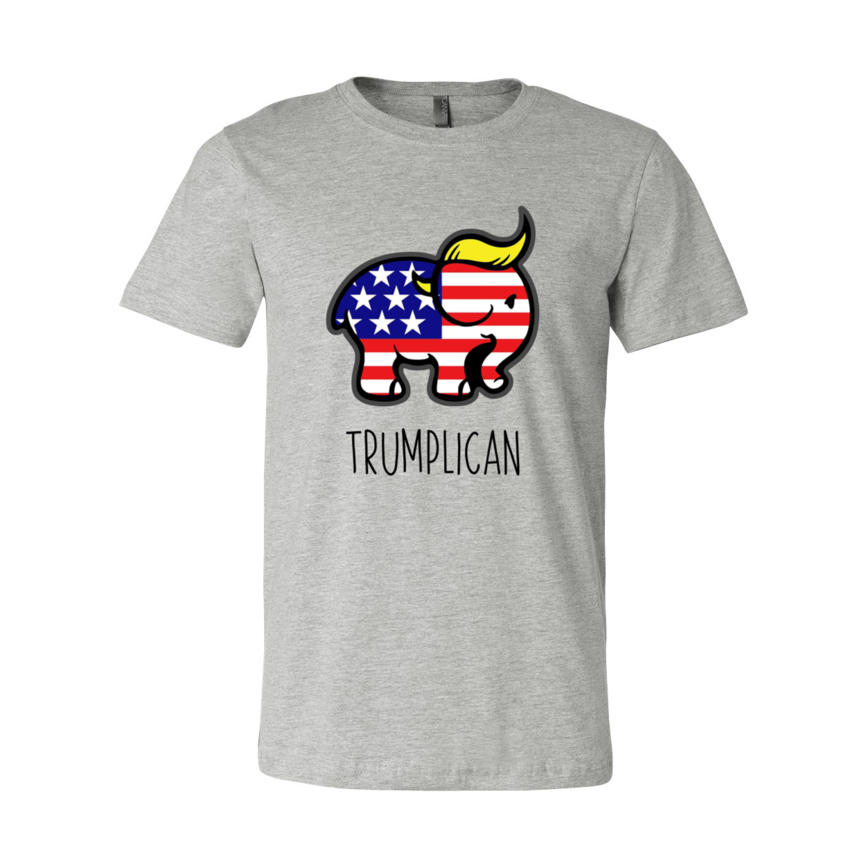 A comfortable unisex Trumplican Shirt made from ring spun cotton, featuring a crew neck and available in multiple colors and sizes.