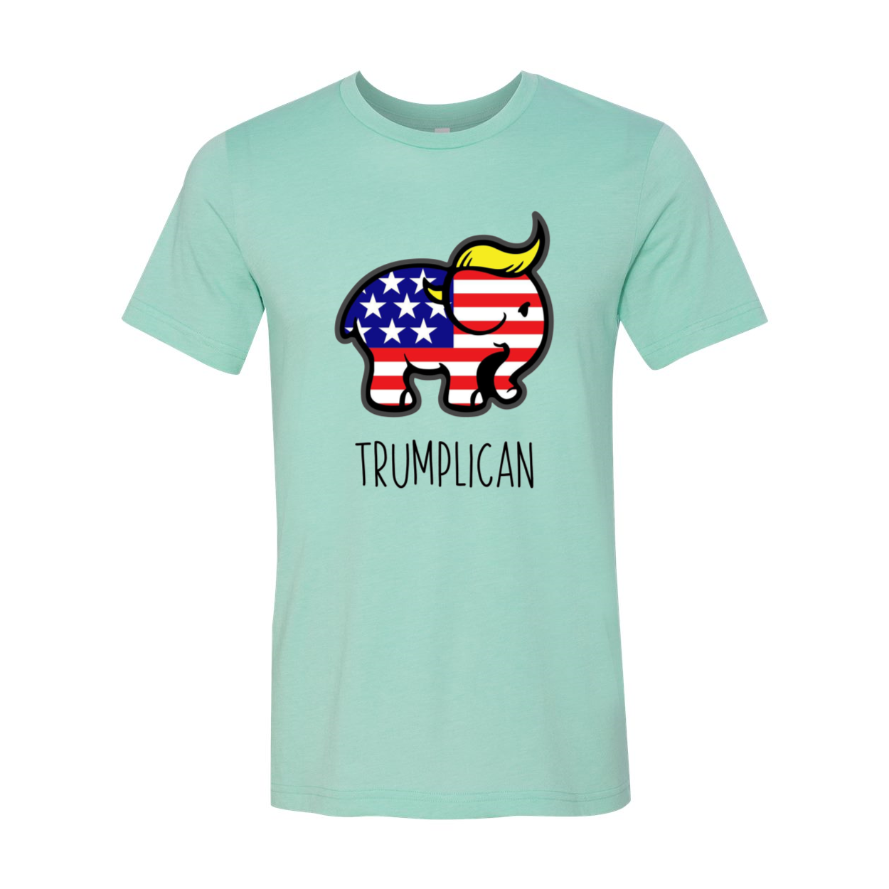 A comfortable unisex Trumplican Shirt made from ring spun cotton, featuring a crew neck and available in multiple colors and sizes.