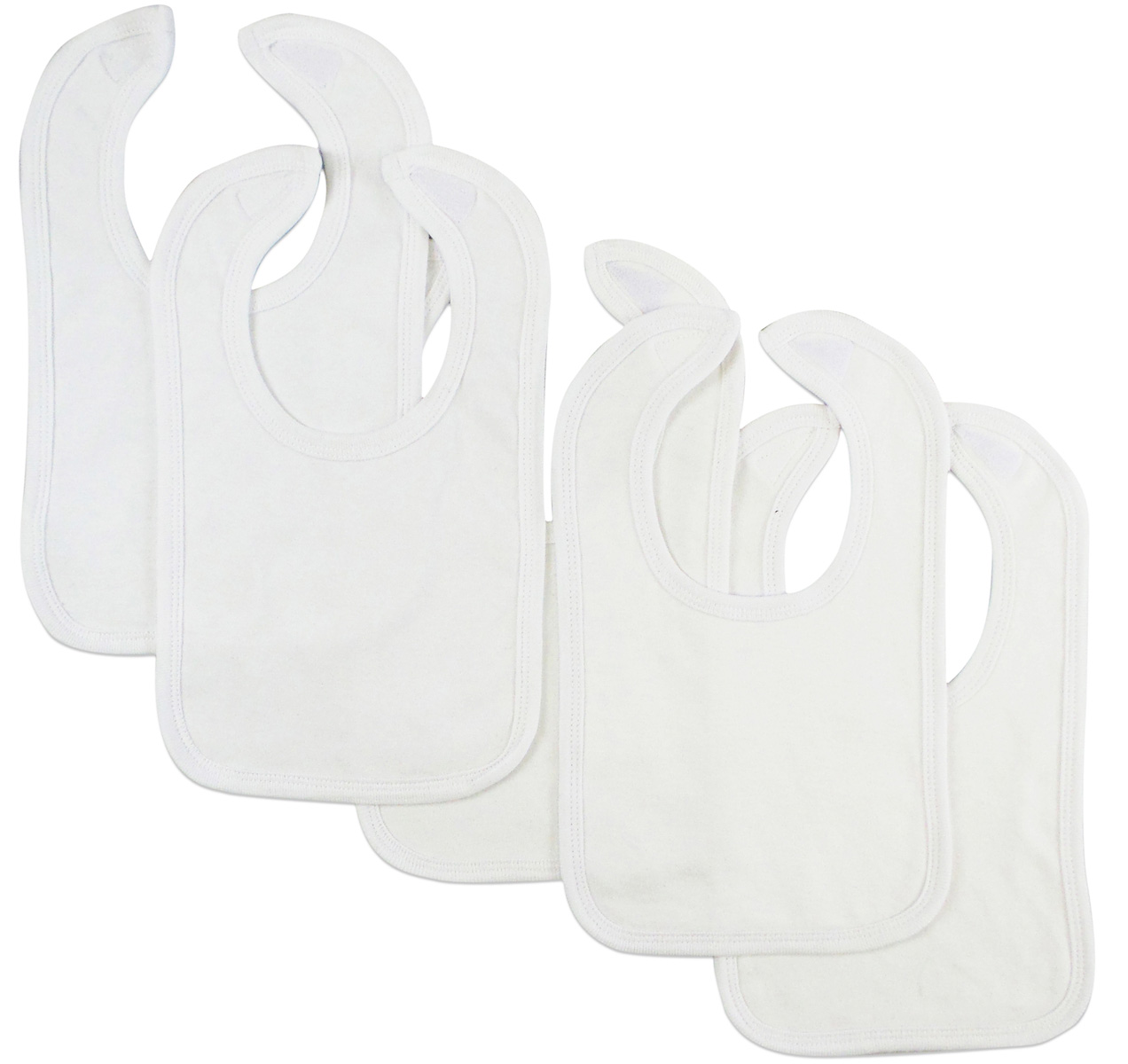 Pack of 5 grey baby bibs with Velcro closure, designed for drooling and spills, featuring soft fabric for comfort.