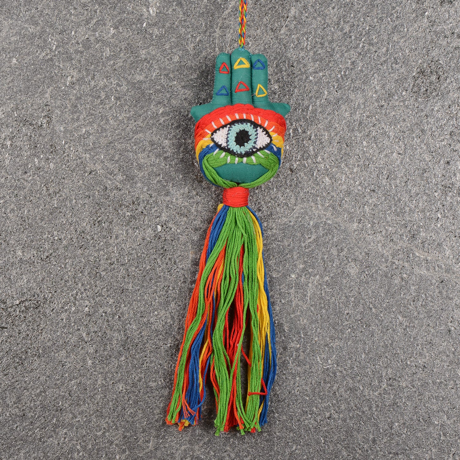 Eco-friendly hanging Imaan_01 designed to ward off evil-eye, featuring vibrant colors and intricate details, perfect for home decoration.