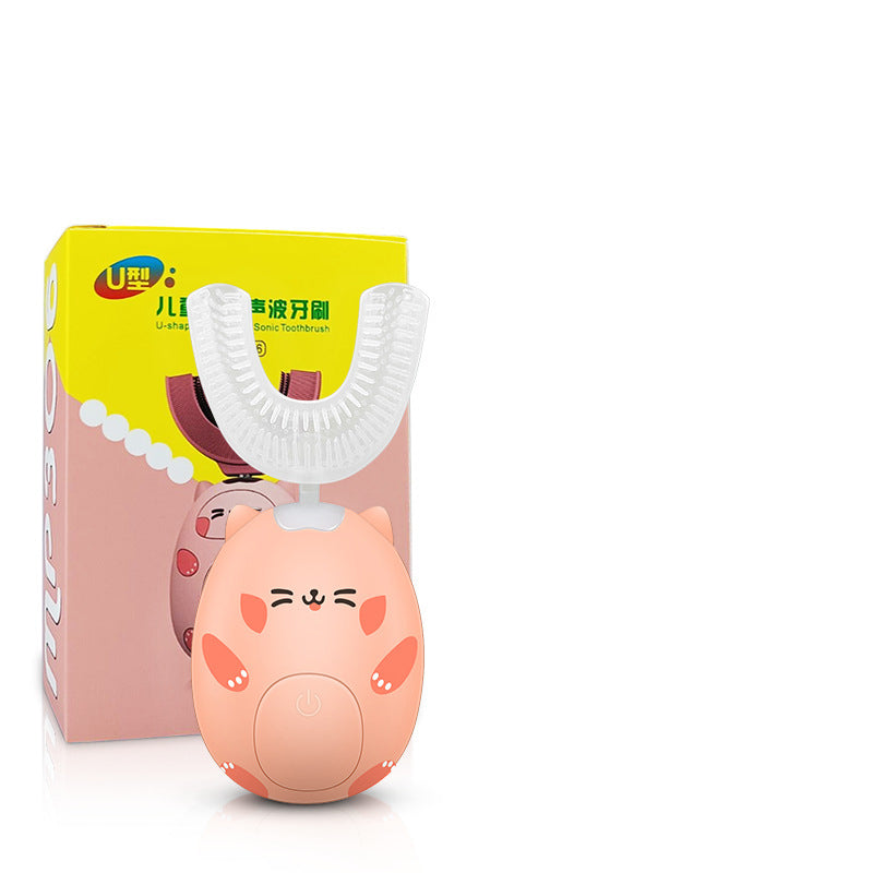 Kid Sonic Rechargeable Electric Toothbrush in pink and light green colors, designed for children with a food-grade silicone brush head.