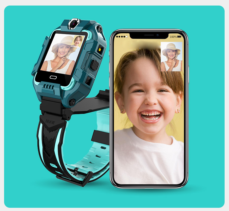 Kids Smart Watch in Flash Green color with dual cameras and colorful strap, designed for safety and fun.