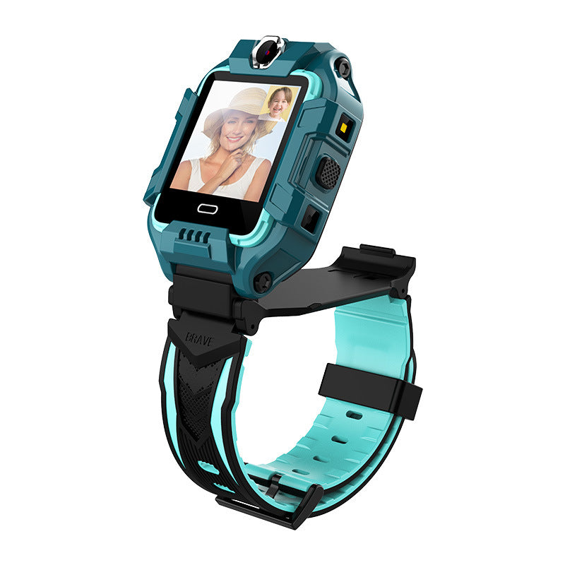 Kids Smart Watch in Flash Green color with dual cameras and colorful strap, designed for safety and fun.