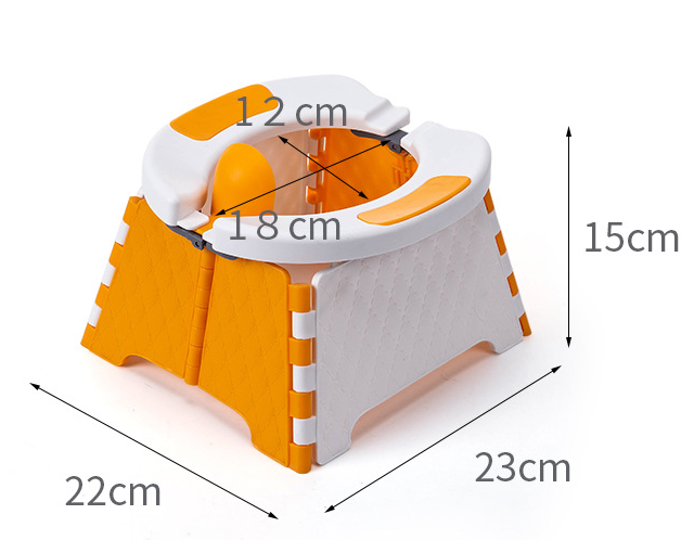 Kids Toddler Outdoor Portable Folding Toilet Urinal Pot in various colors, showcasing its compact and foldable design for easy travel.