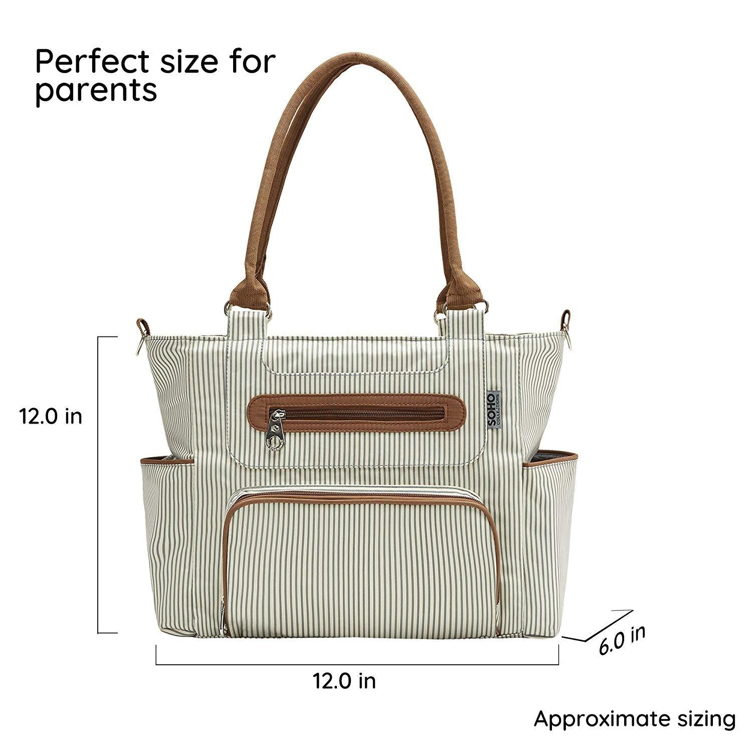 Large Capacity Diaper Bag for Baby Moms in white, featuring multiple pockets and accessories for convenience.