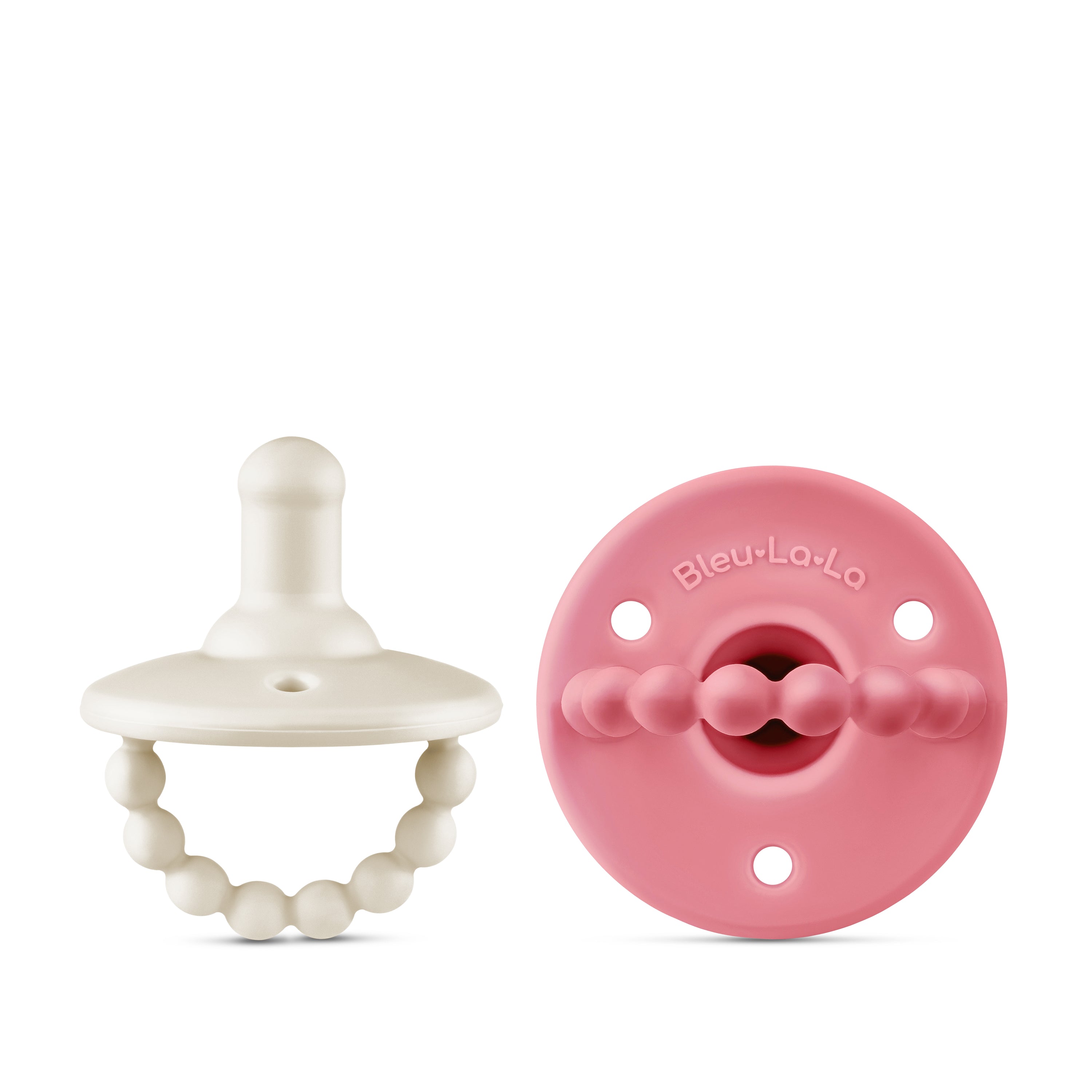 Lulubabe Pacifier set featuring adorable designs in soft colors, made from medical-grade silicone for safety and comfort.