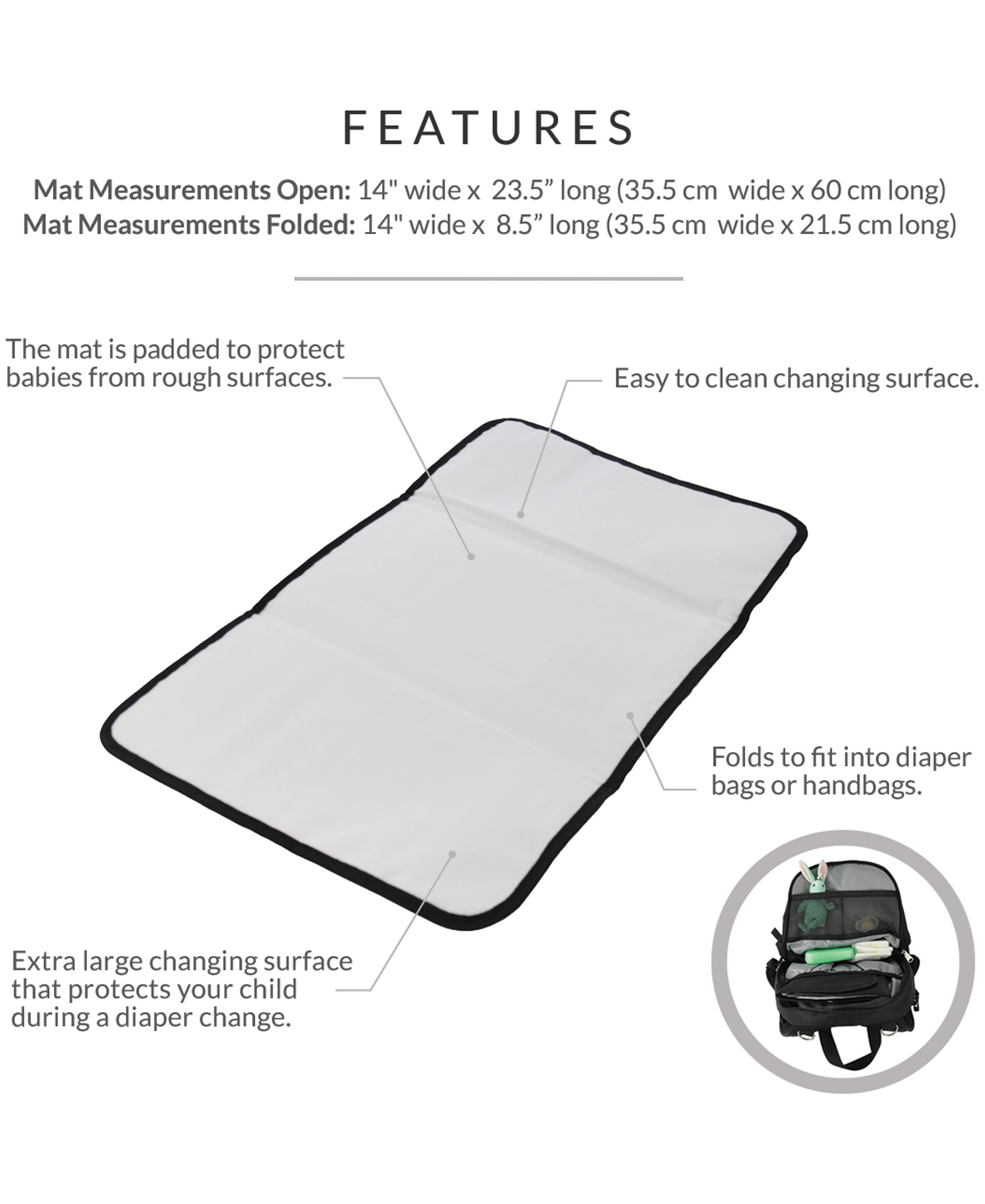 Obersee Baby Portable Changing Pad, compact and padded, ideal for diaper changes on the go, featuring a large changing surface and easy-to-clean material.