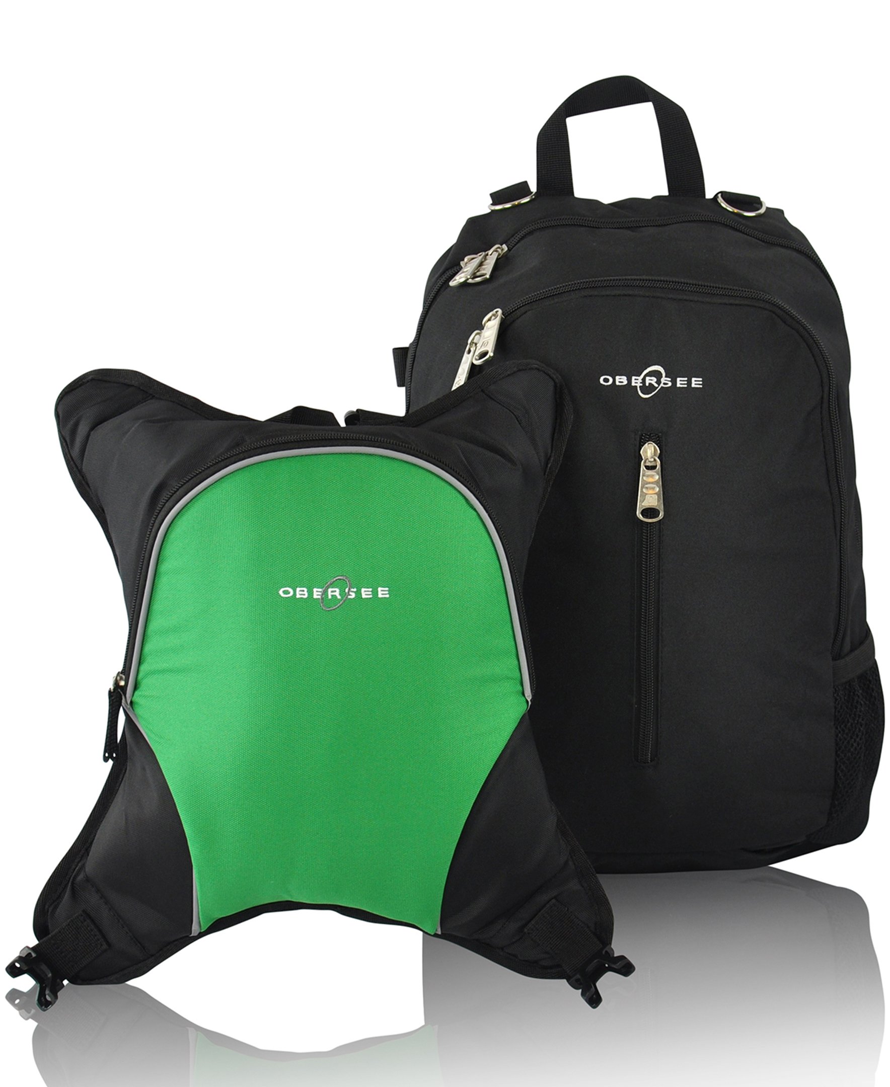 Obersee Rio Diaperbag Backpack in various colors with detachable cooler and changing mat, showcasing its spacious compartments and ergonomic design.