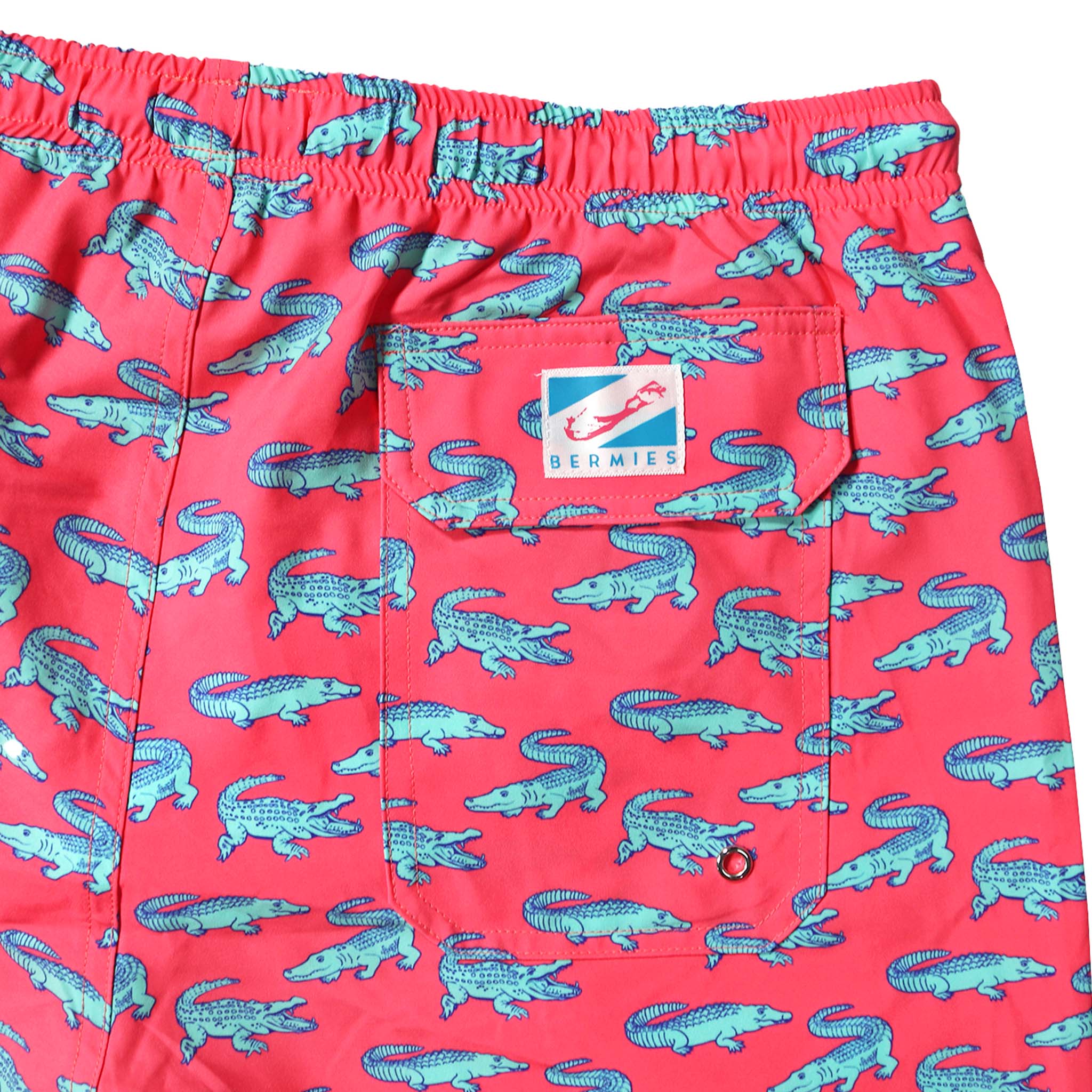 Crocodile 5" Swim Trunks made from recycled materials, featuring a stylish design and eco-friendly attributes.