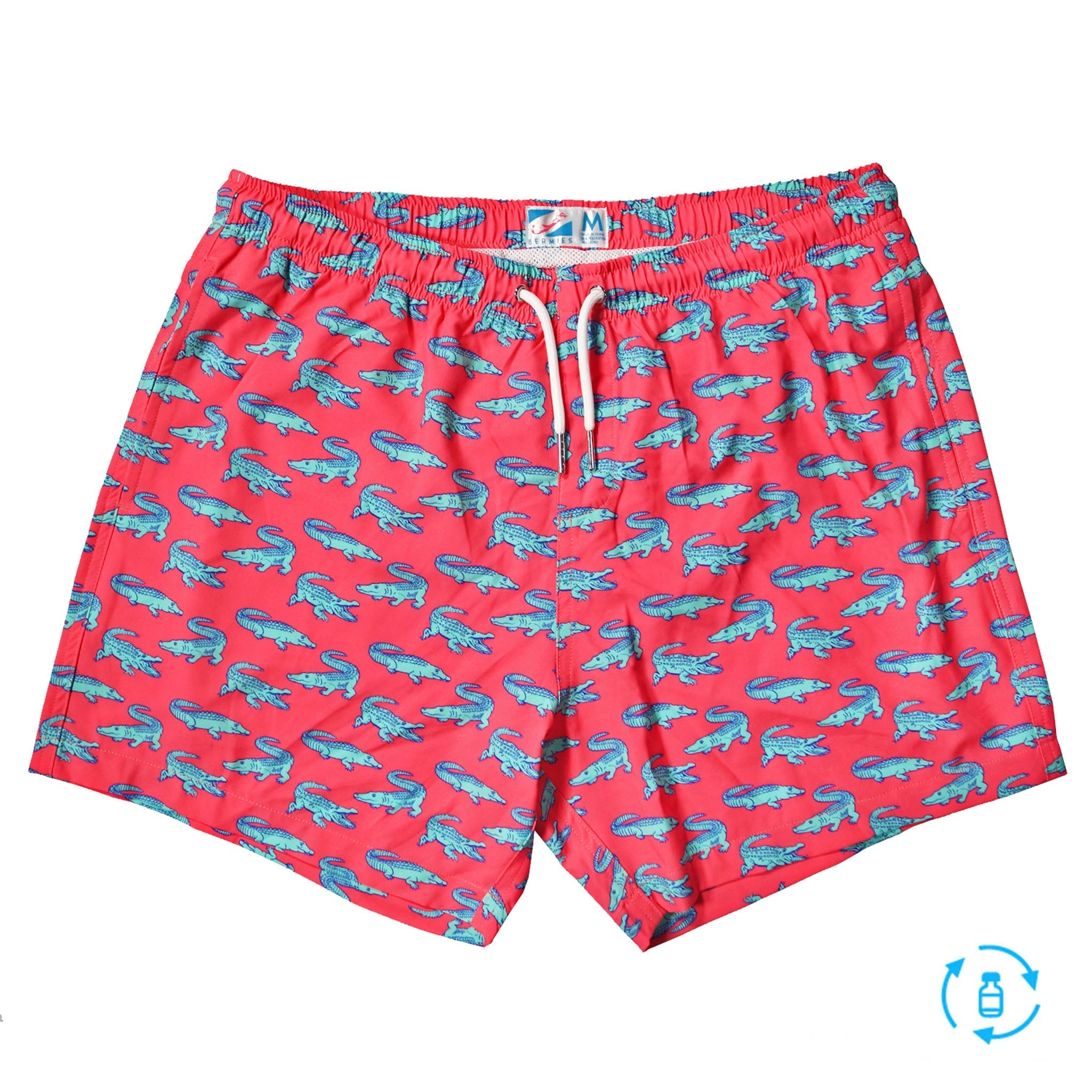 Crocodile 5" Swim Trunks made from recycled materials, featuring a stylish design and eco-friendly attributes.