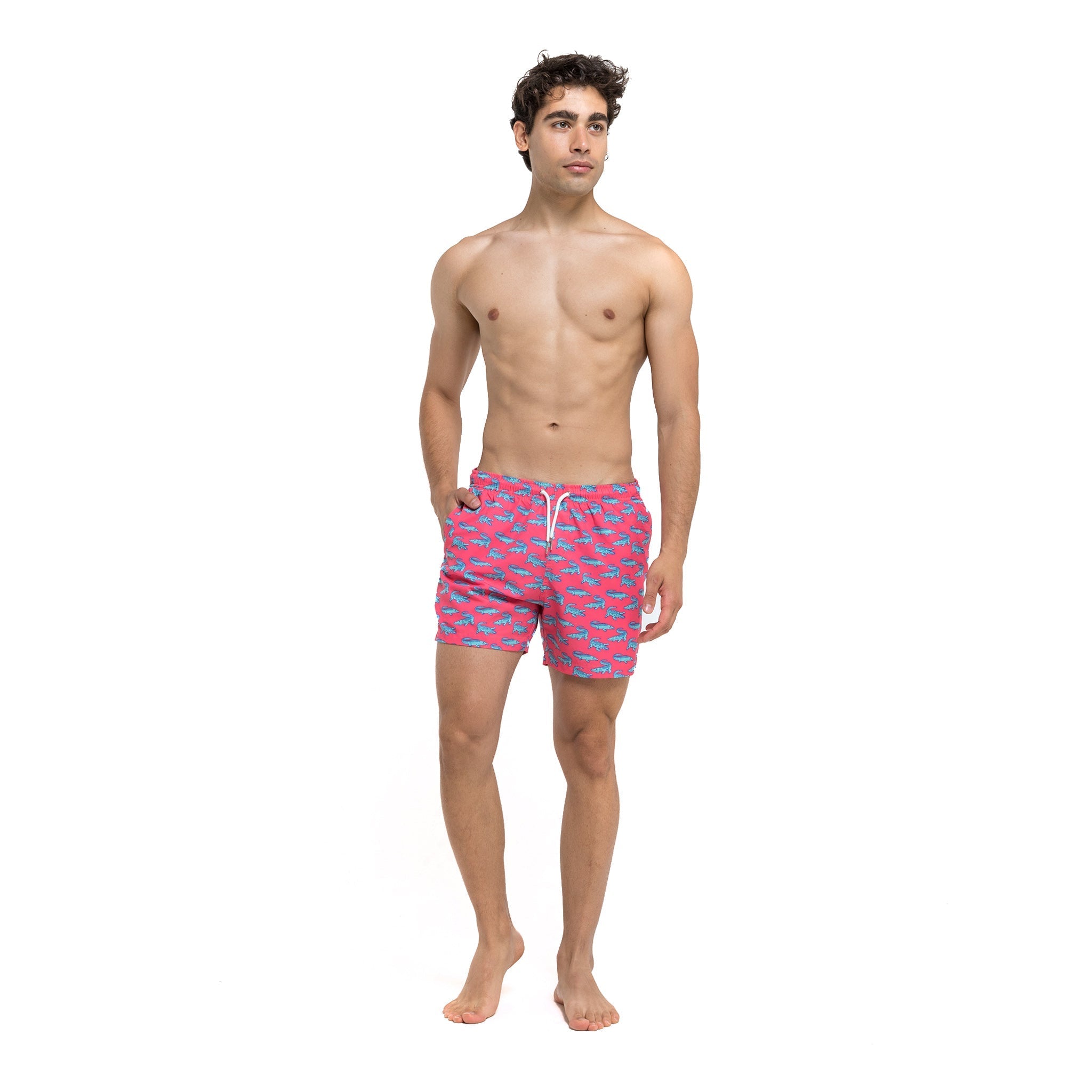 Crocodile 5" Swim Trunks made from recycled materials, featuring a stylish design and eco-friendly attributes.