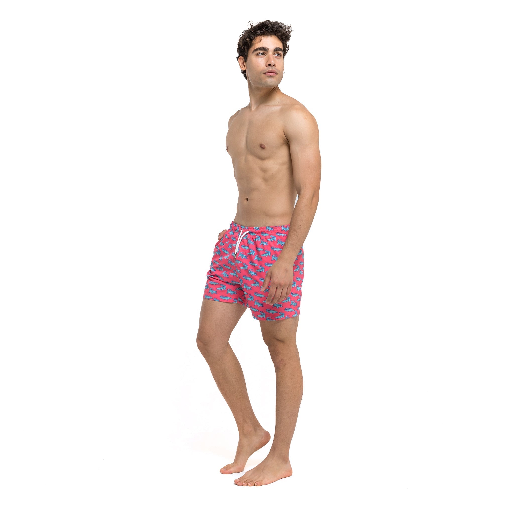 Crocodile 5" Swim Trunks made from recycled materials, featuring a stylish design and eco-friendly attributes.