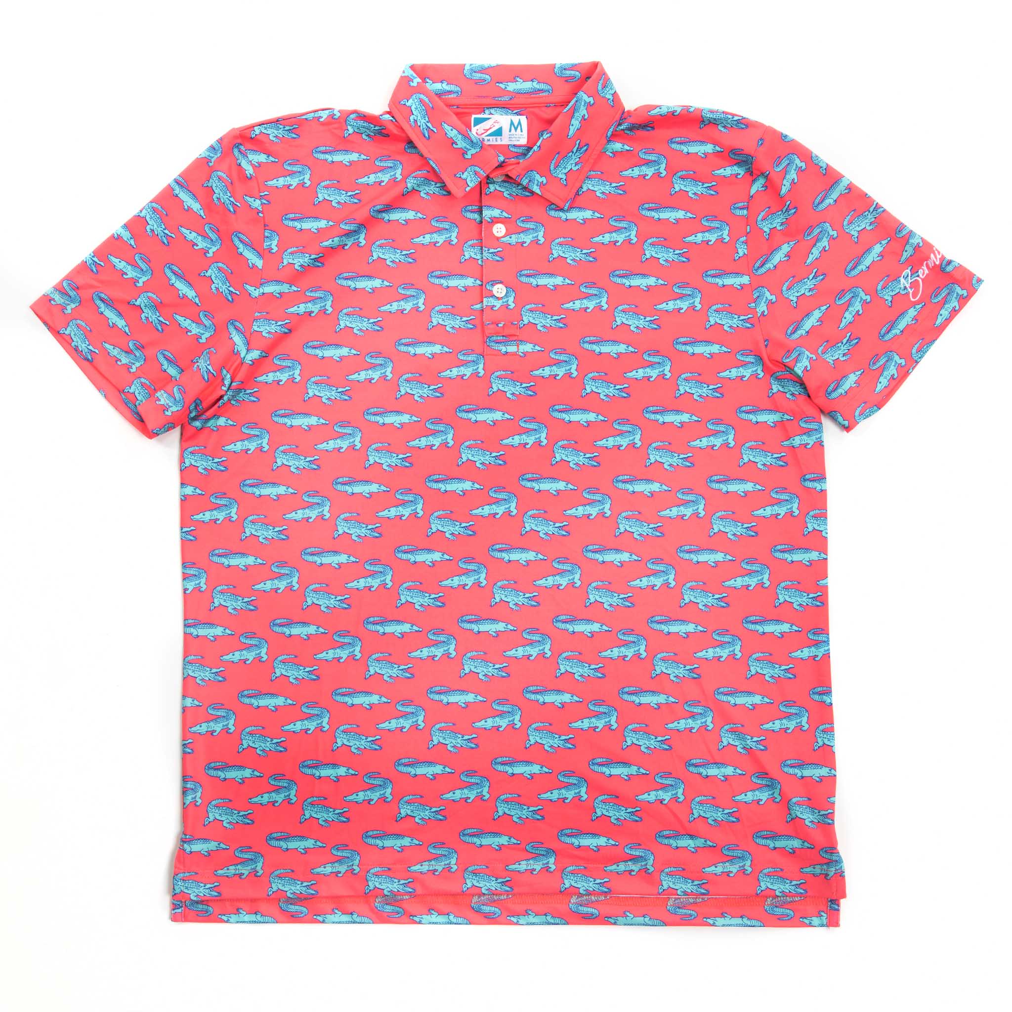 Crocodile Performance Golf Polo Shirt in vibrant color, showcasing eco-friendly fabric and stylish design with Bermies's embroidery.