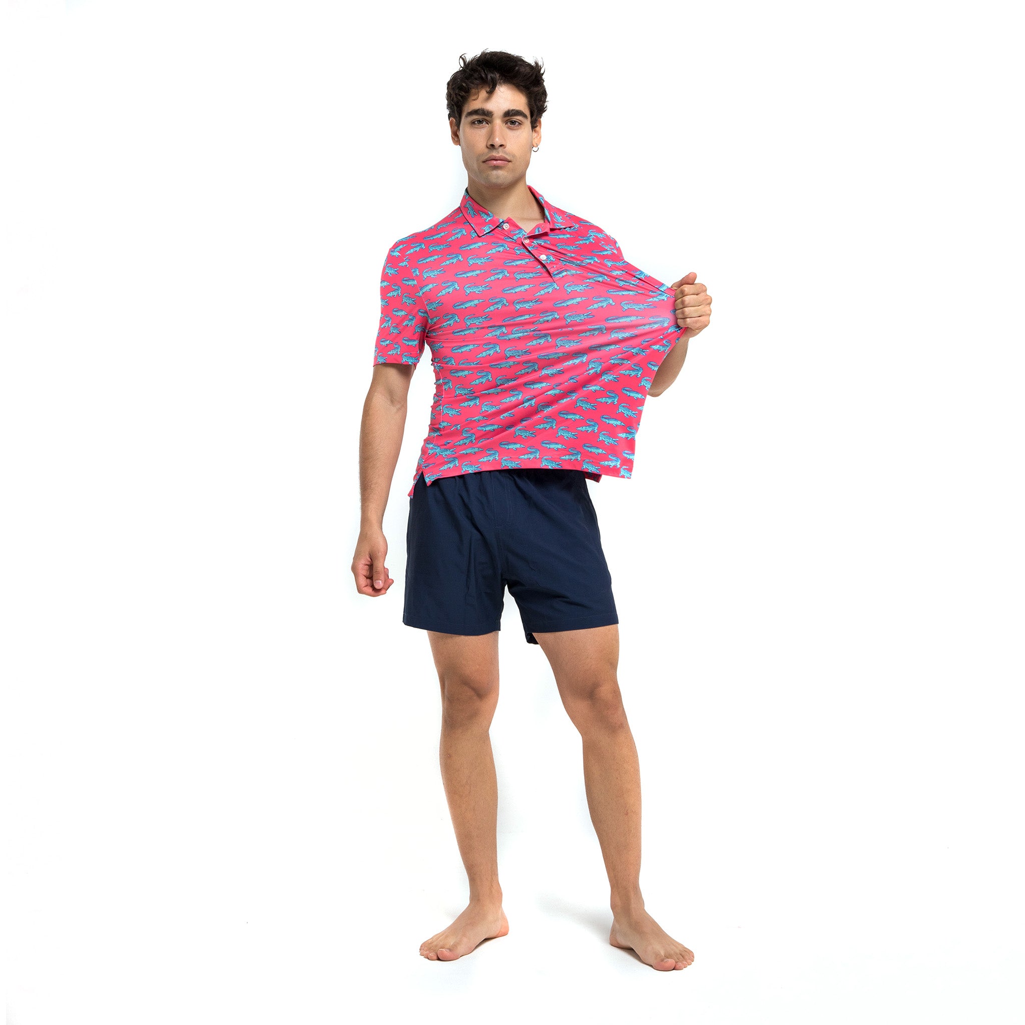 Crocodile Performance Golf Polo Shirt in vibrant color, showcasing eco-friendly fabric and stylish design with Bermies's embroidery.