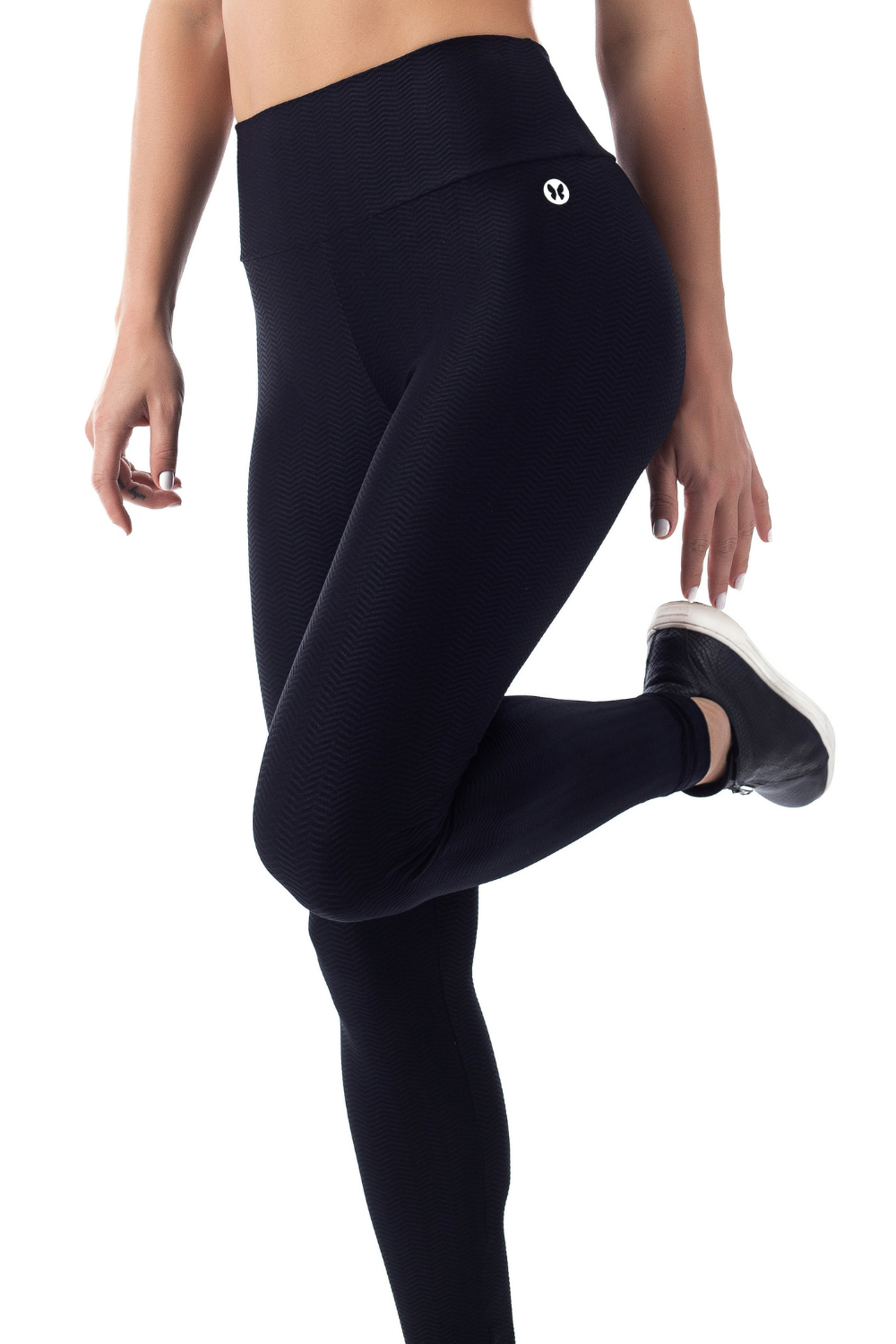 A pair of stylish Everyday Leggings featuring a textured zig zag fabric, high-waisted design, and a flattering fit, perfect for any activity.