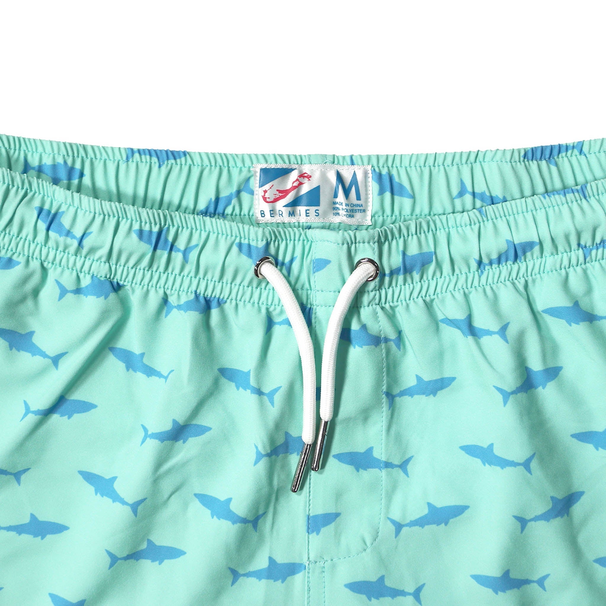 Great White 5" Swim Trunks made from recycled materials, featuring a stylish design and eco-friendly attributes.