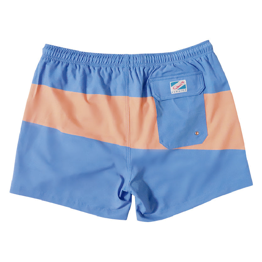 Riverside 3.5" Swim Trunks in vibrant colors, showcasing eco-friendly fabric and stylish design.