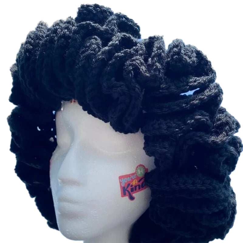 A stylish Ruffled Handmade Knit Bucket Hat with a unique ruffled brim, perfect for winter wear.