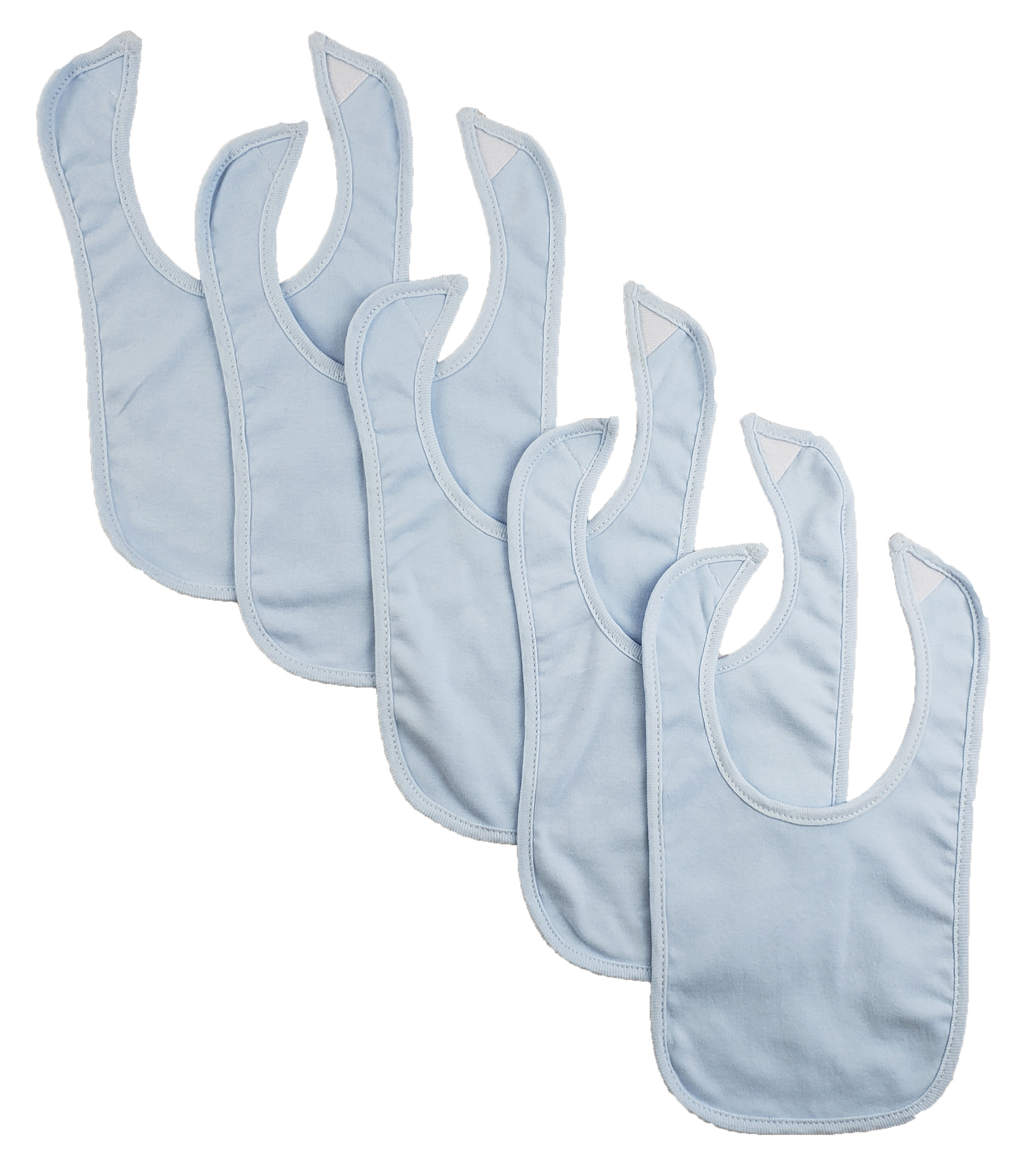 Set of 10 colorful baby bibs with hook and loop fasteners, designed for infants during mealtime.