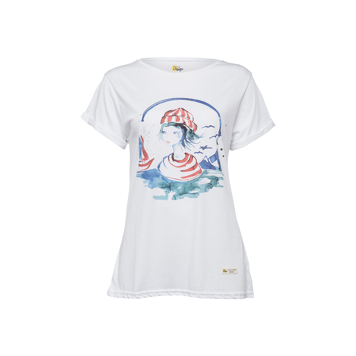 Anemoss Marine Collection Sailor Girl Damen T-Shirt in Weiß mit maritimem Design, Rundhalsausschnitt und regulärer Passform.