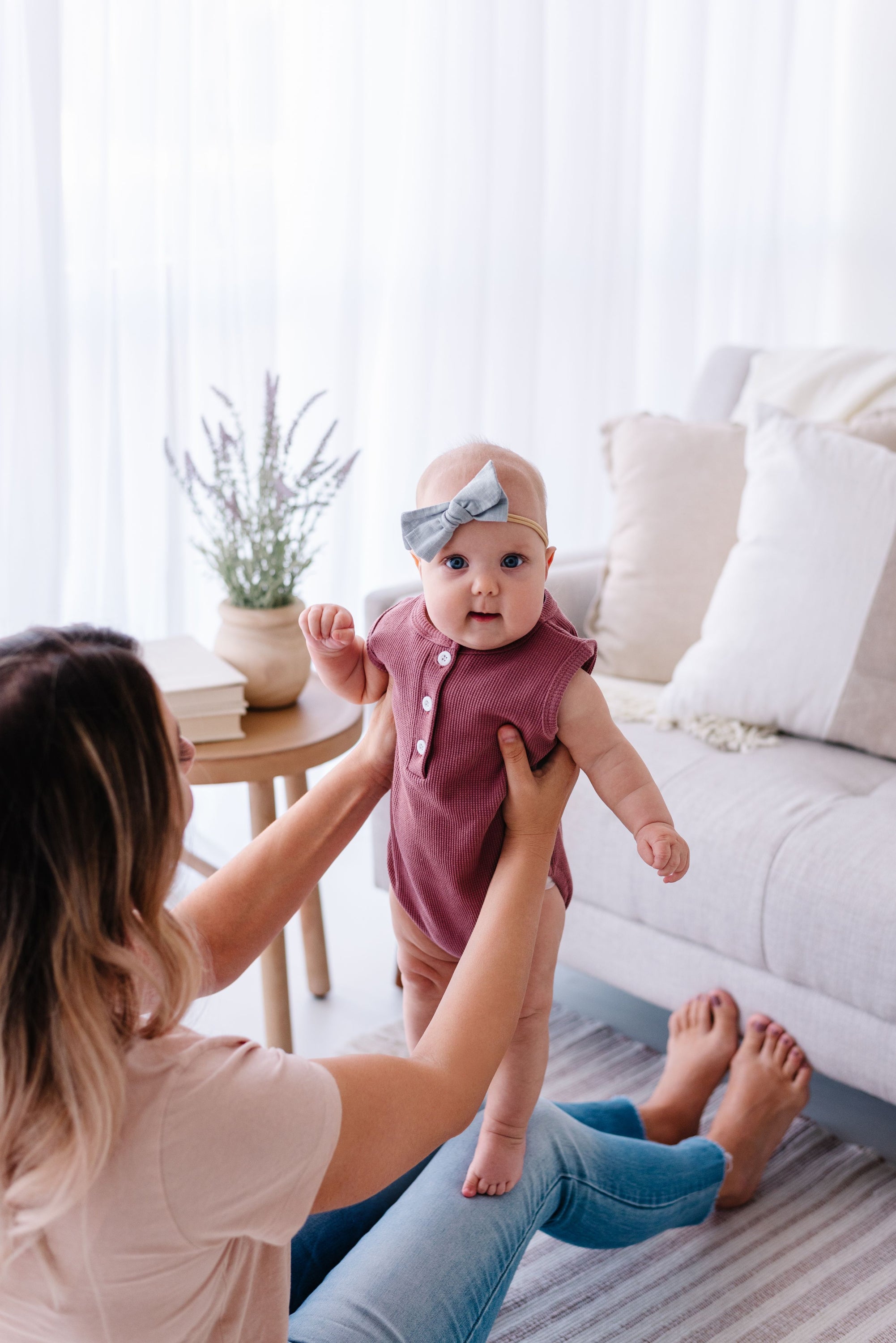 Arizona Sleeveless Romper in sunset hues, made from soft waffle cotton, perfect for babies.