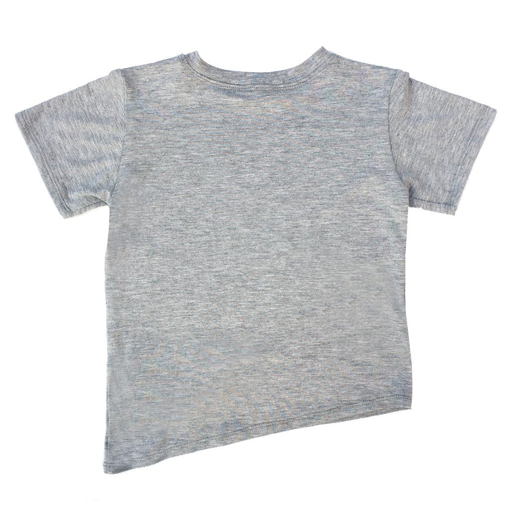 Asymmetric Tee in Grey featuring a unique bottom hem and monster peek-a-boo pocket, made from soft rayon modal fabric.