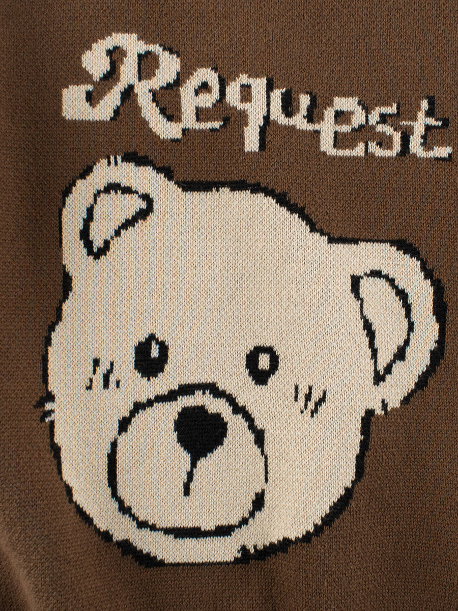 Baby girls crew neck top featuring a cute teddy bear pattern in red and brown colors, made from soft cotton material.