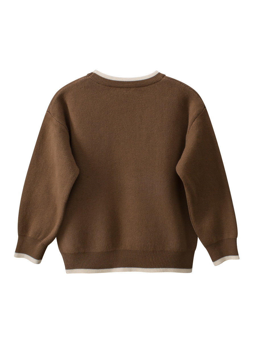 Baby girls crew neck top featuring a cute teddy bear pattern in red and brown colors, made from soft cotton material.