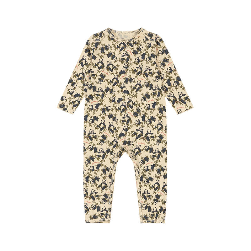 Autumn New Arrival Baby Unisex Long Sleeves Crew Neck Rompers in various colors with animal and fruit patterns.