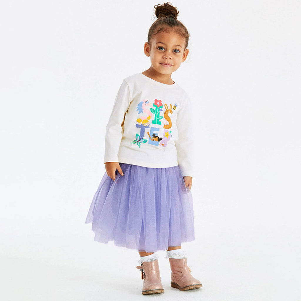 A blue autumn print hoodie paired with a lace skirt set for baby girls and girls, showcasing a stylish and comfortable outfit.