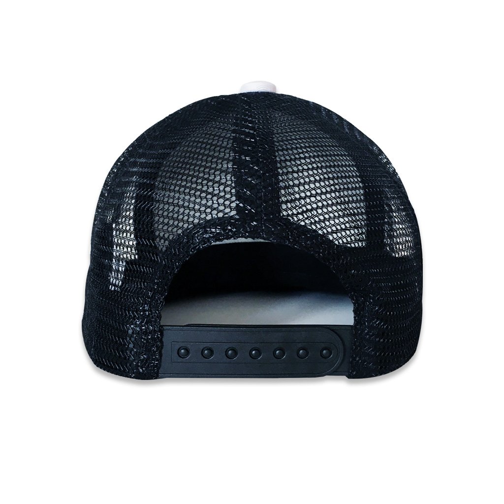 Babu Snapback Trucker Cap featuring adjustable snapback, mesh and cotton fabric, suitable for ages 1-5 years.