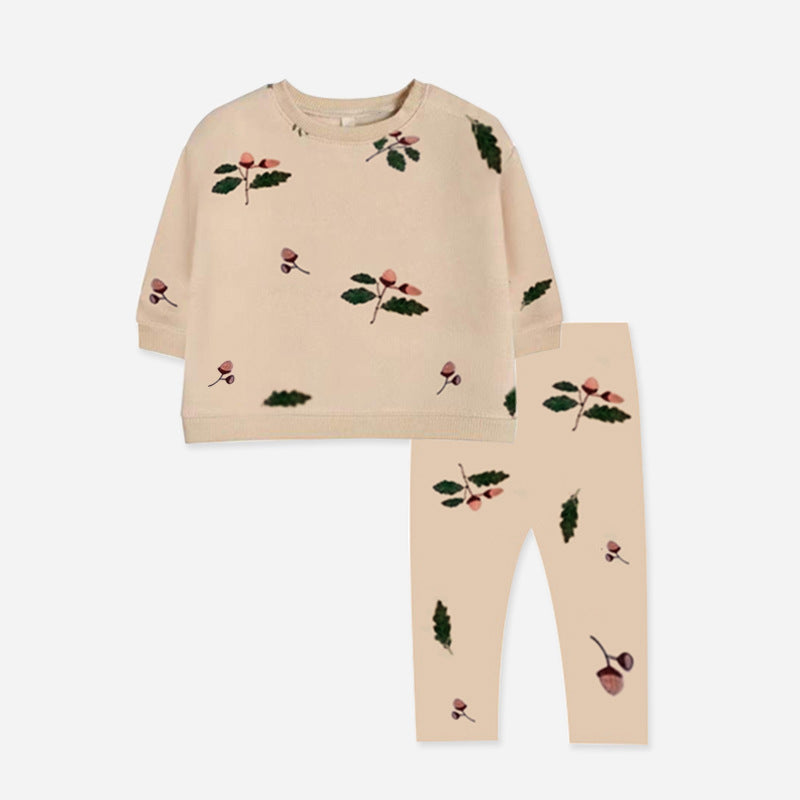 Adorable Baby 1pcs Print Pattern Tops Combo Trousers set in various colors, showcasing a floral design and soft cotton material.