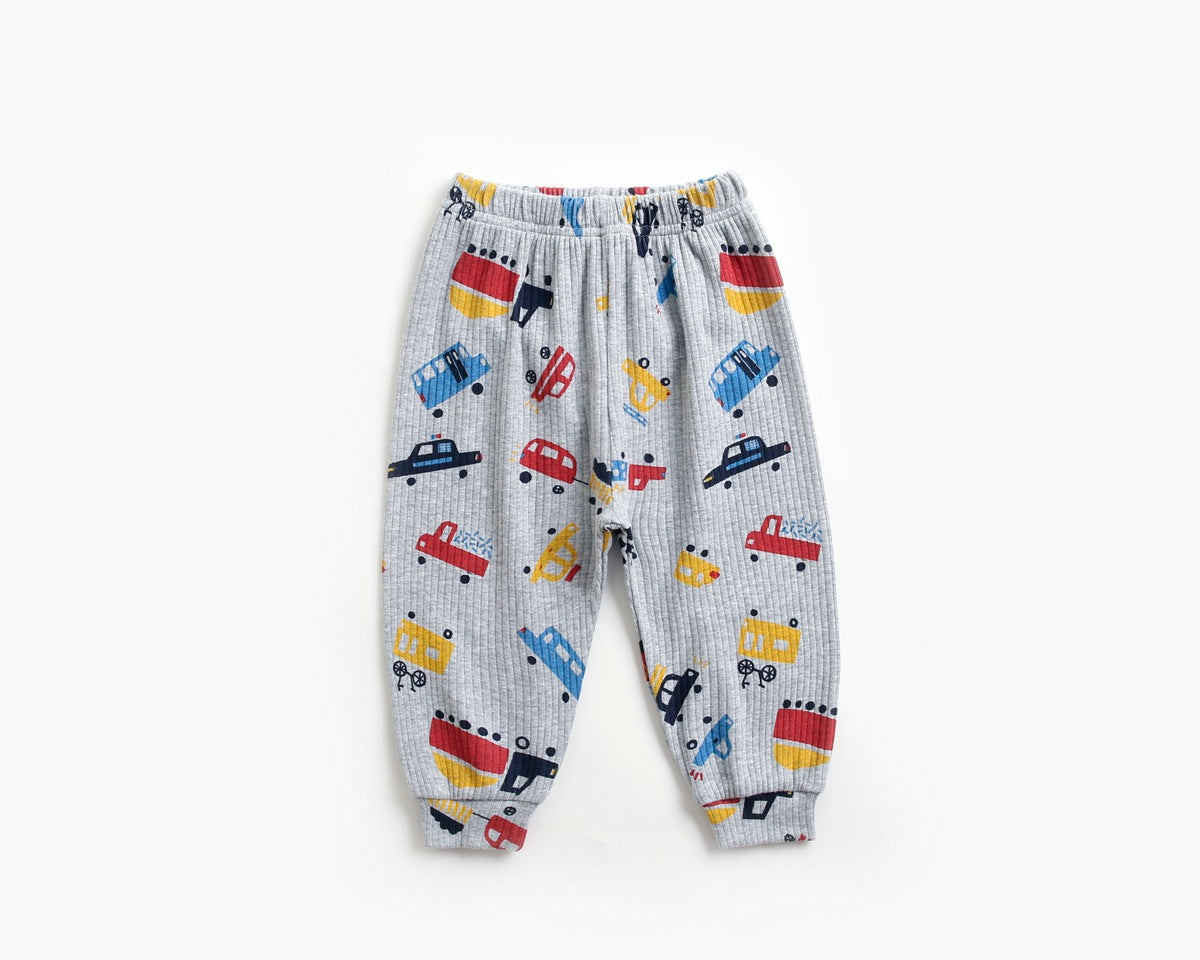 Baby 2pcs cartoon graphic soft cotton shirt combo pants set in blue, featuring playful designs suitable for boys and girls.